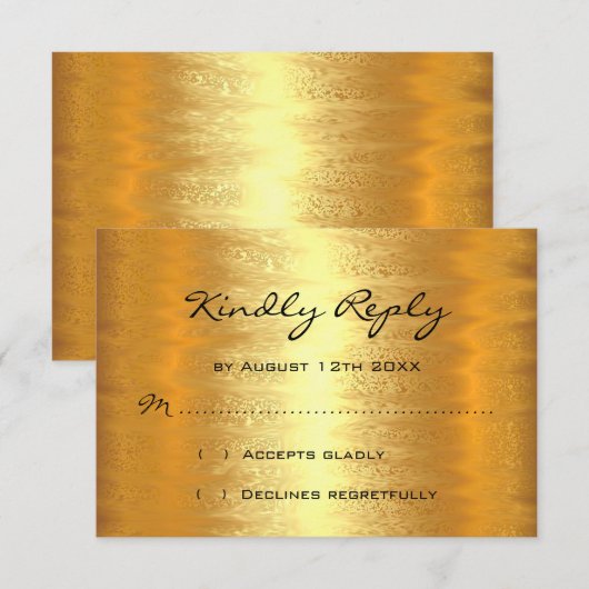 Réponse Mariage Fête Doré Feuille Simple (Devant / Derrière)