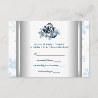 Réponse Mariage Hiver Flocon Bleu Blanc