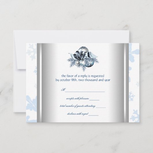 Réponse Mariage Hiver Flocon Bleu Blanc (Devant)