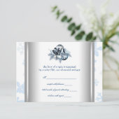 Réponse Mariage Hiver Flocon Bleu Blanc (Debout devant)