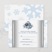 Réponse Mariage Hiver Flocon Bleu Blanc (Devant / Derrière)