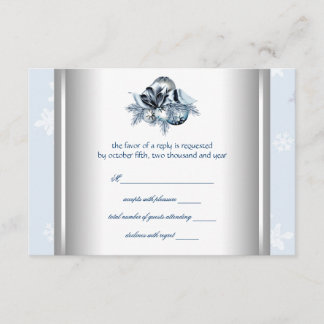 Réponse Mariage Hiver Flocon Bleu Blanc