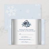 Réponse Mariage Hiver Flocon Bleu Blanc (Devant / Derrière)