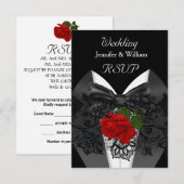 Réponse mariage noir et blanc smoking Rose rouge p (Devant / Derrière)