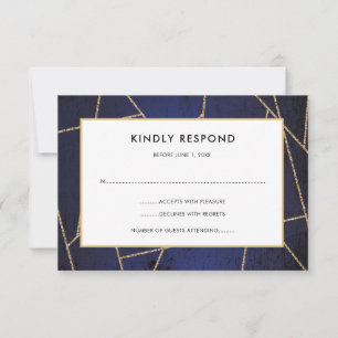 Réponse Navy Blue et Or Paillettes Lignes Géométri