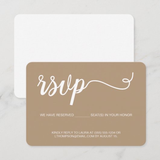Réponse par courriel RSVP Brown et blanche (Devant / Derrière)