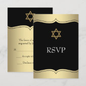 Réponse pour Bar Mitzvah étoile de David en or noi (Devant / Derrière)