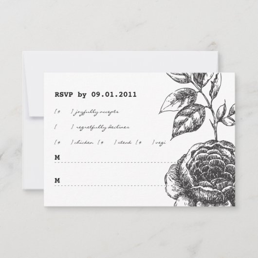 Réponse pour invitation de mariage au jardin de ro (Devant)