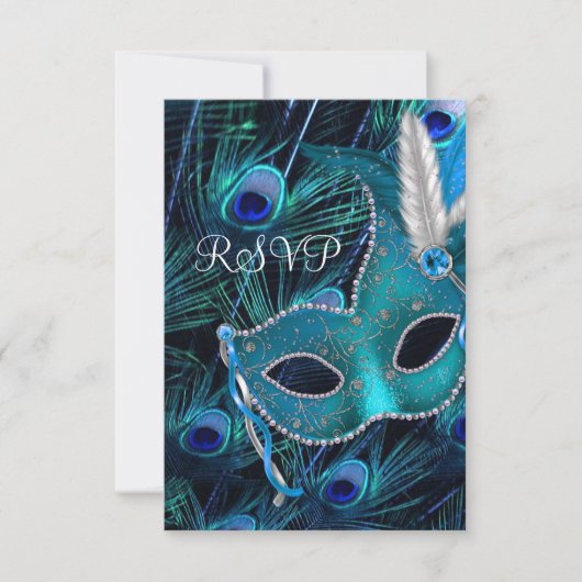 Réponse pour la soirée masquée Paon Bleu Turquoise (Devant)