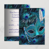 Réponse pour la soirée masquée Paon Bleu Turquoise (Devant / Derrière)
