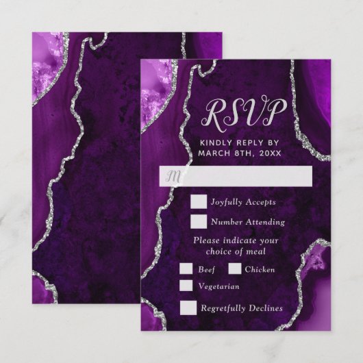 Réponse pour le choix de menu Agate Violet et Arge (Devant / Derrière)