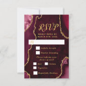 Réponse pour le choix de menu en agate rouge et or (Devant)