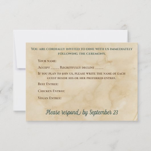 Réponse pour le dîner de réception Poisson à l'aqu (Dos)