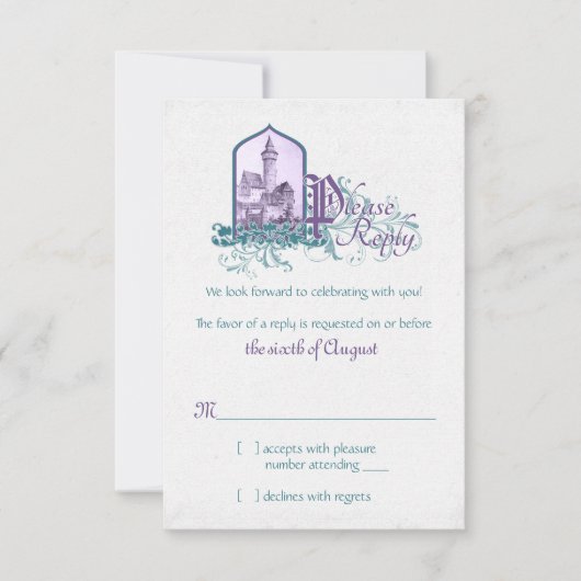 Réponse pour le Mariage au Château de Conte de Fée (Devant)