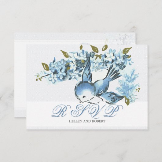 Réponse pour le mariage d'hiver Oiseaux bleus vint (Devant / Derrière)