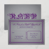 Réponse pour le Mariage Violet Métallique et Gris (Devant / Derrière)