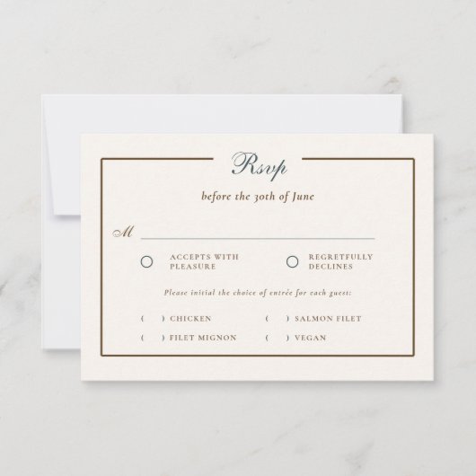 Réponse pour le repas de mariage classique simple  (Devant)