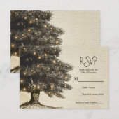Réponse pour mariage avec arbre rustique vintage e (Devant / Derrière)