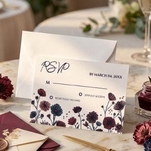 Réponse pour mariage floral bordeaux et bleu mélan