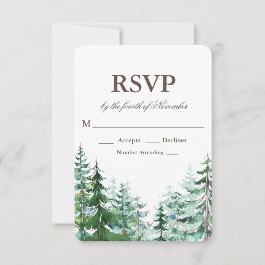 Réponse pour mariage rustique au sapin (Devant)