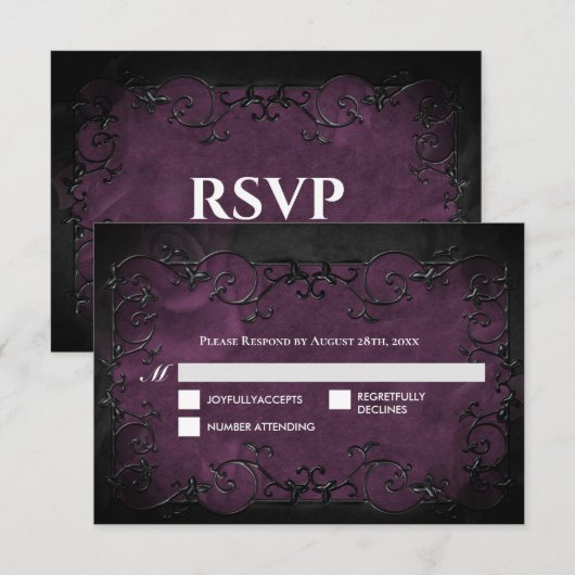 Réponse pour un mariage gothique Halloween violet (Devant / Derrière)