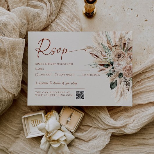 Réponse QR Code pour la carte RSVP de mariage rust