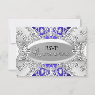 Réponse Quinceanera Damassé Diamant Argent & Bleu