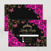 Réponse Quinceanera Or Rose Fuchsia (Devant / Derrière)