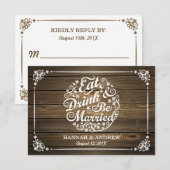 Réponse R.S.V.P. pour Mariage Rustique Manger Boir (Devant / Derrière)