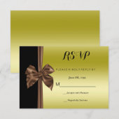 Réponse romantique en soie dorée et noire RSVP (Devant / Derrière)