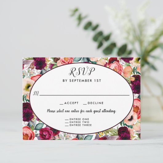 Réponse RSVP 3 Entrées Réception Florale Jardin Ro (Debout devant)