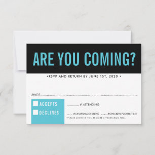 RÉPONSE RSVP amusant gras bloc noir turquoise bleu