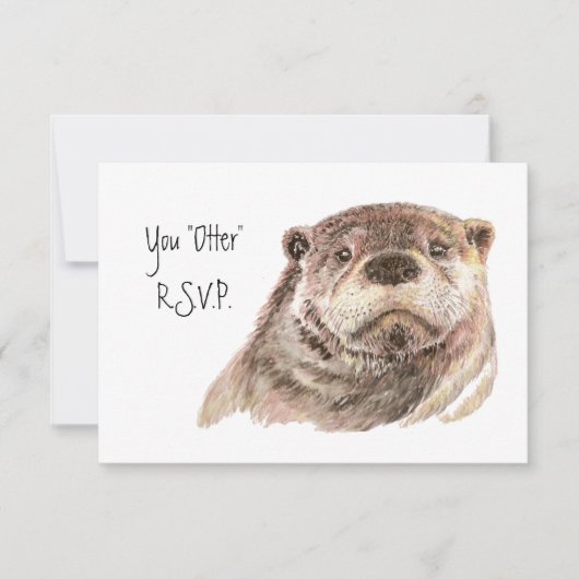 Réponse RSVP amusante avec Otter aquarelle (Devant)