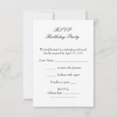 Réponse RSVP Anniversaire Partie Lime Gold (Dos)