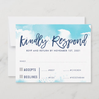 RÉPONSE RSVP aqua bleu aquarelle repas grand