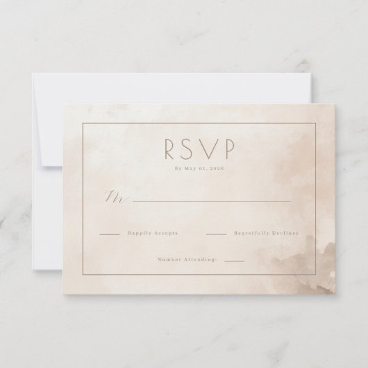 Réponse RSVP aquarelle beige raffiné (Devant)