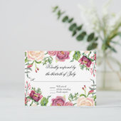 Réponse RSVP Aquarelle Marine Rose Floral Bourgogn (Debout devant)