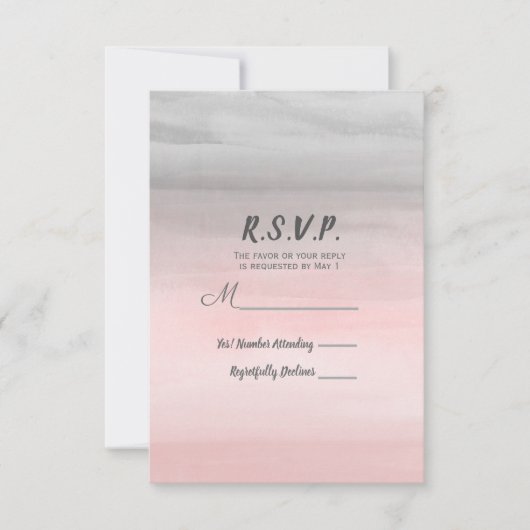 Réponse RSVP Aquarelle Moderne Rose et Gris Embarr (Devant)