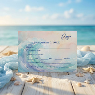 Réponse RSVP Aquarelle Pastel Élégante Douce Blu