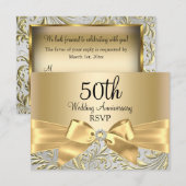 Réponse RSVP Arc Floral Tourbillonnant Or 50e Anni (Devant / Derrière)