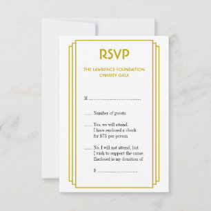 Réponse RSVP Art Déco à cadre empilé d'or