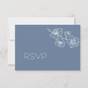 Réponse RSVP Art Linéaire Floral Bleu Poussiéreux