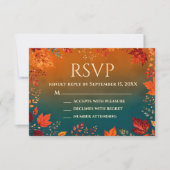 Réponse RSVP automne rustique sarcelle et feuilles (Devant)
