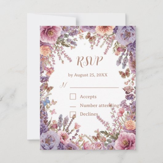 Réponse RSVP avec code QR pour la Lavande Rose Sau (Devant)