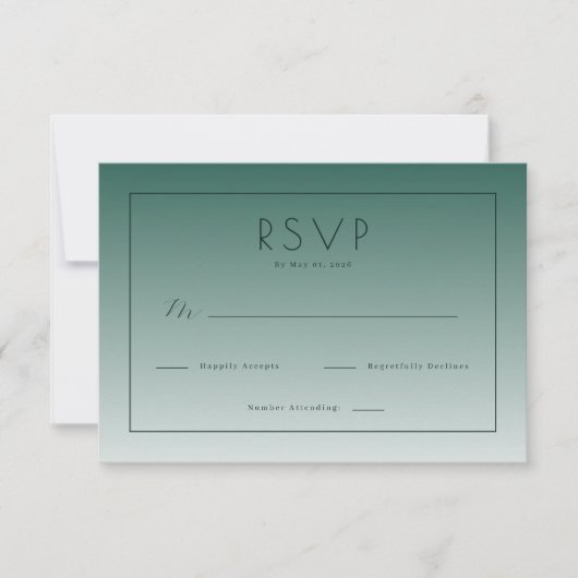Réponse RSVP avec dégradé de sarcelle sophistiqué (Devant)