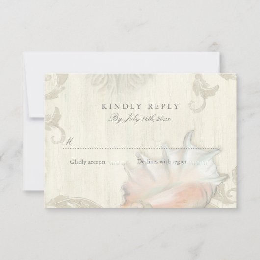 Réponse RSVP Beach Seashell Conch Shell Bois (Devant)