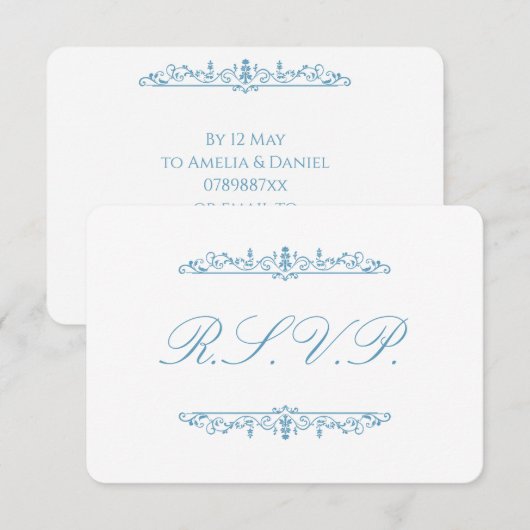 Réponse RSVP bleu et blanc Régence (Devant / Derrière)