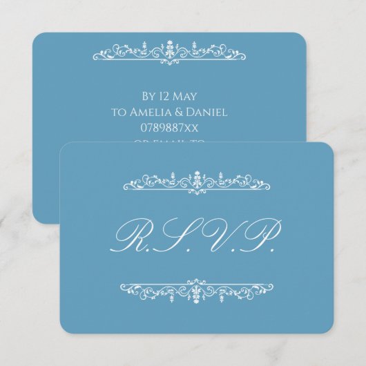 Réponse RSVP Bleu Régence (Devant / Derrière)