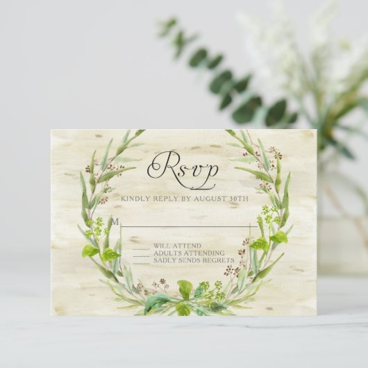 Réponse RSVP BOHO Rustic Forest Leaf Semences Wrea (Debout devant)