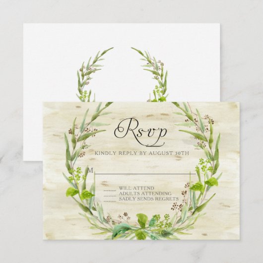 Réponse RSVP BOHO Rustic Forest Leaf Semences Wrea (Devant / Derrière)